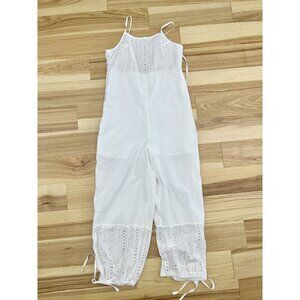White Eyelet Jumpsuit With Side Zip S